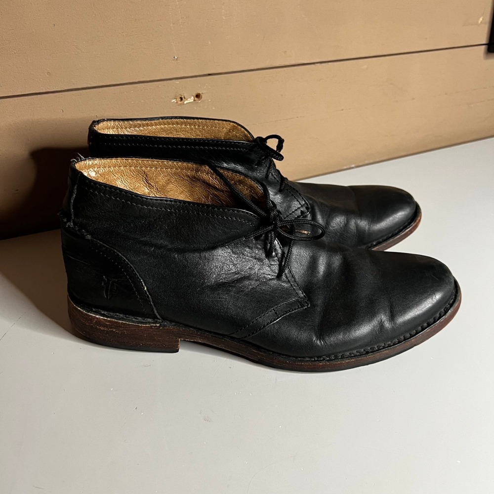 Frye Phillip Chukka Boots Mens 10.5 D Black Leather Lace Up 87820 Made in Mexico